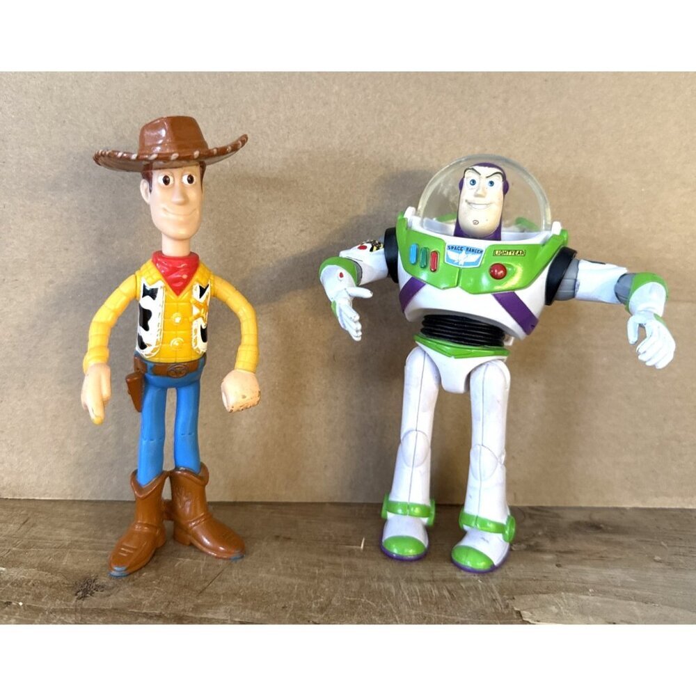 Vintage 1999 McDonalds Toy Story Woody Plus Buzz 5” Figures Action Movements